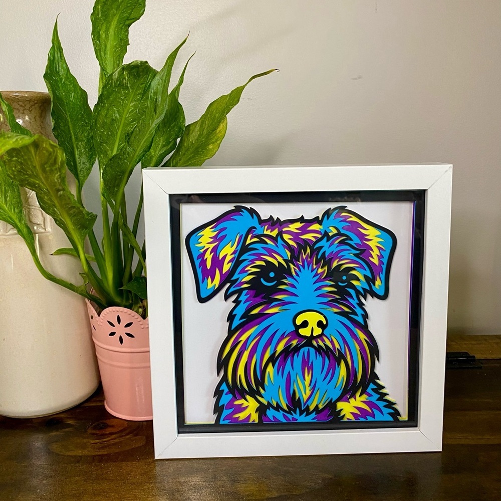 3D Schnauzer Multicolor Shadowbox